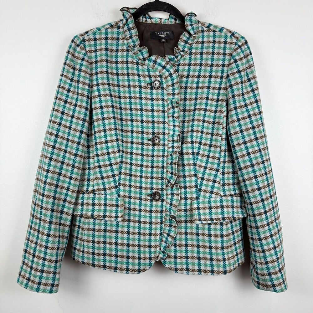 Talbots Plaid Blazer in Teal and Brown